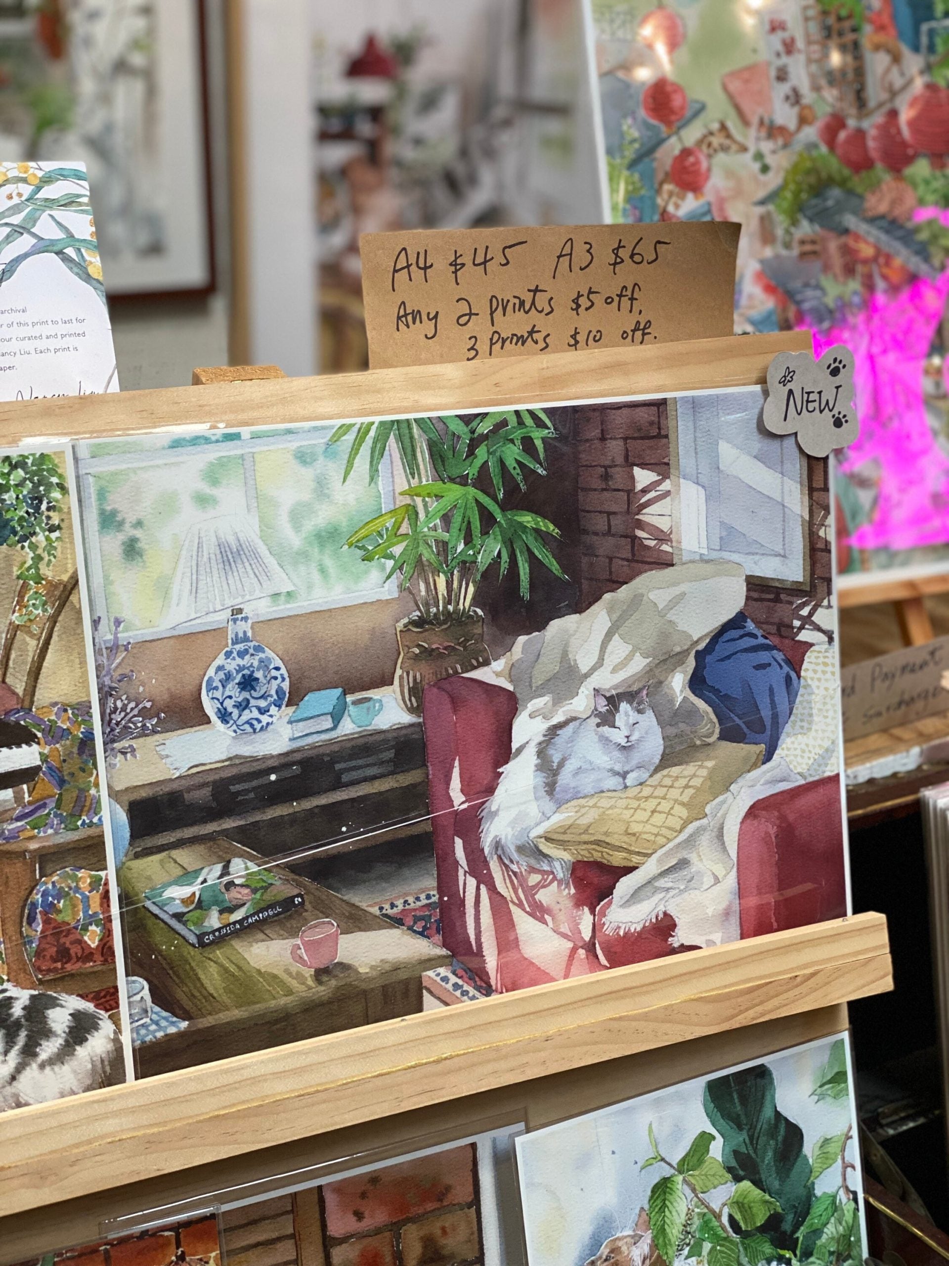 Close-up of the soft fur brushwork in the Nap Time giclee print