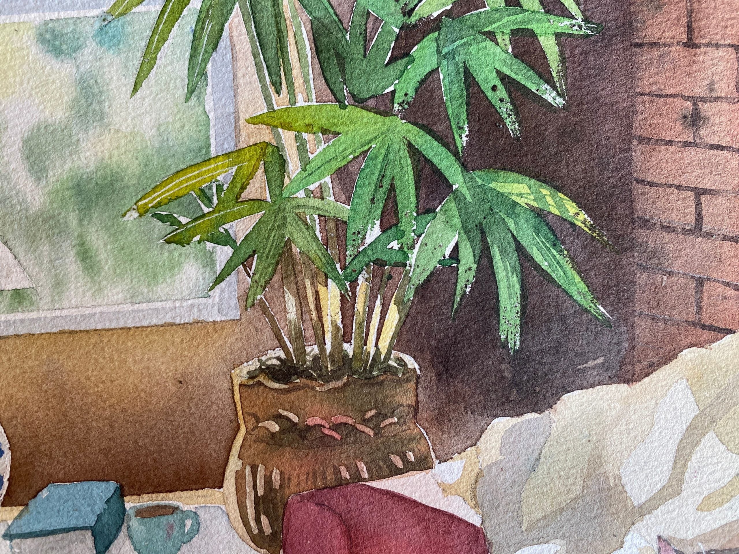 Detail of the Nap Time giclee print showing the paper texture