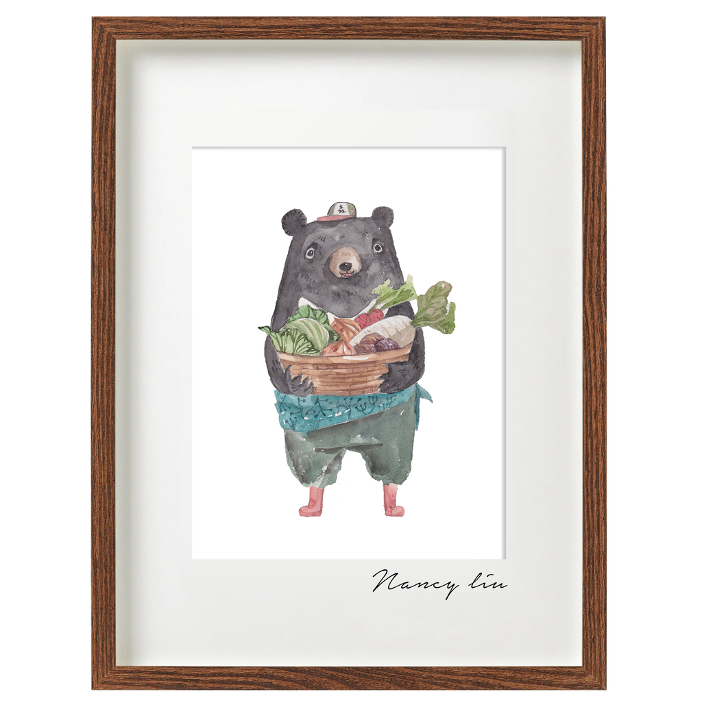 Principal Bear watercolour illustration on a plain background
