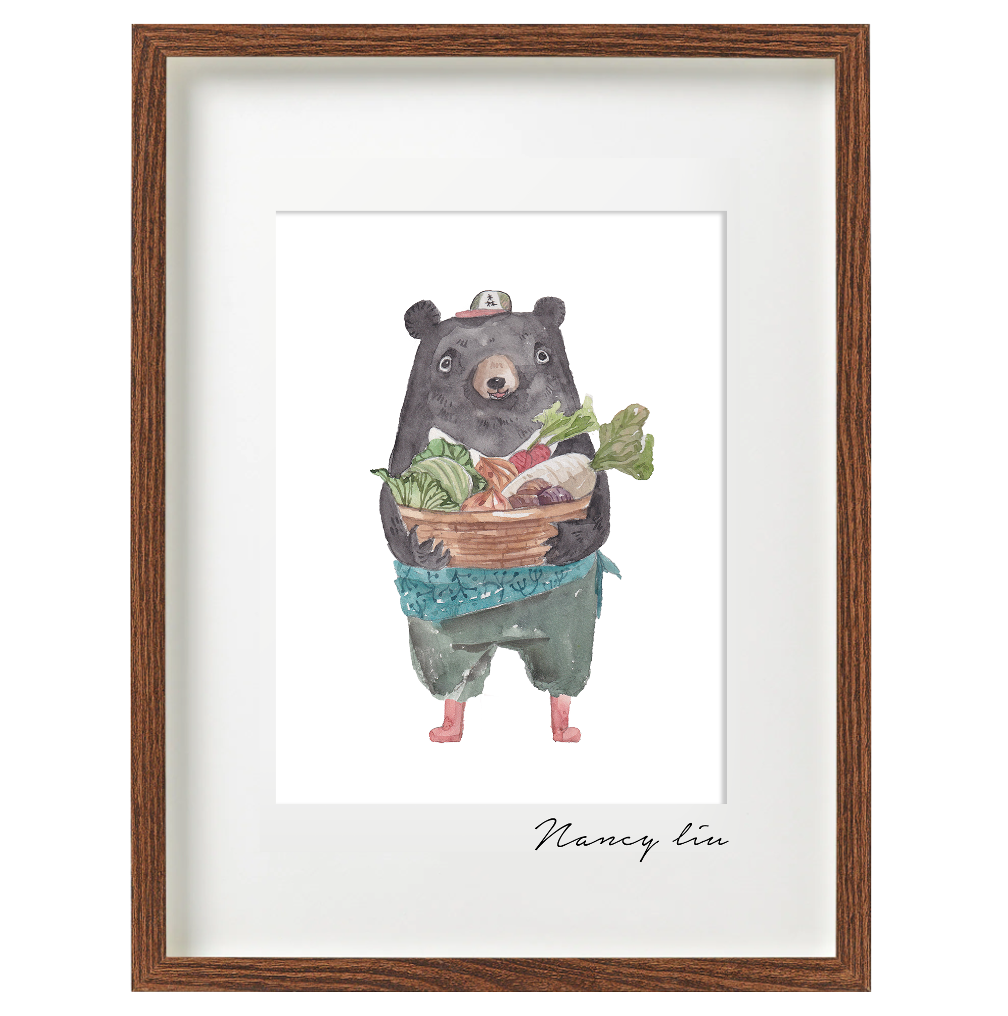 Principal Bear watercolour illustration on a plain background
