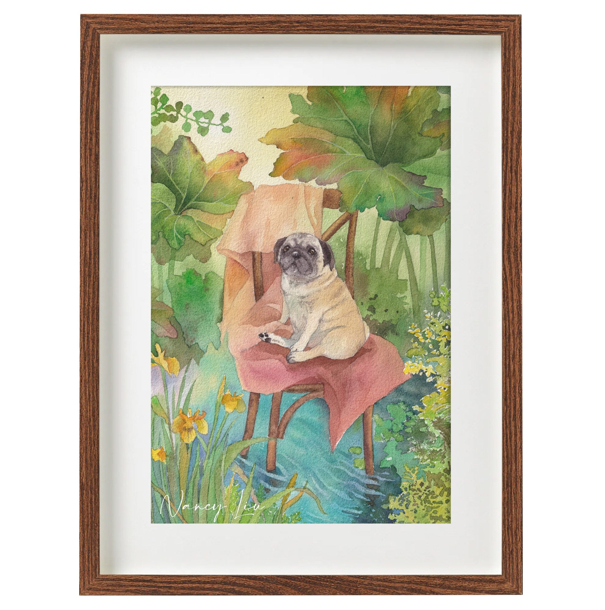 Rosie | watercolour pug art print