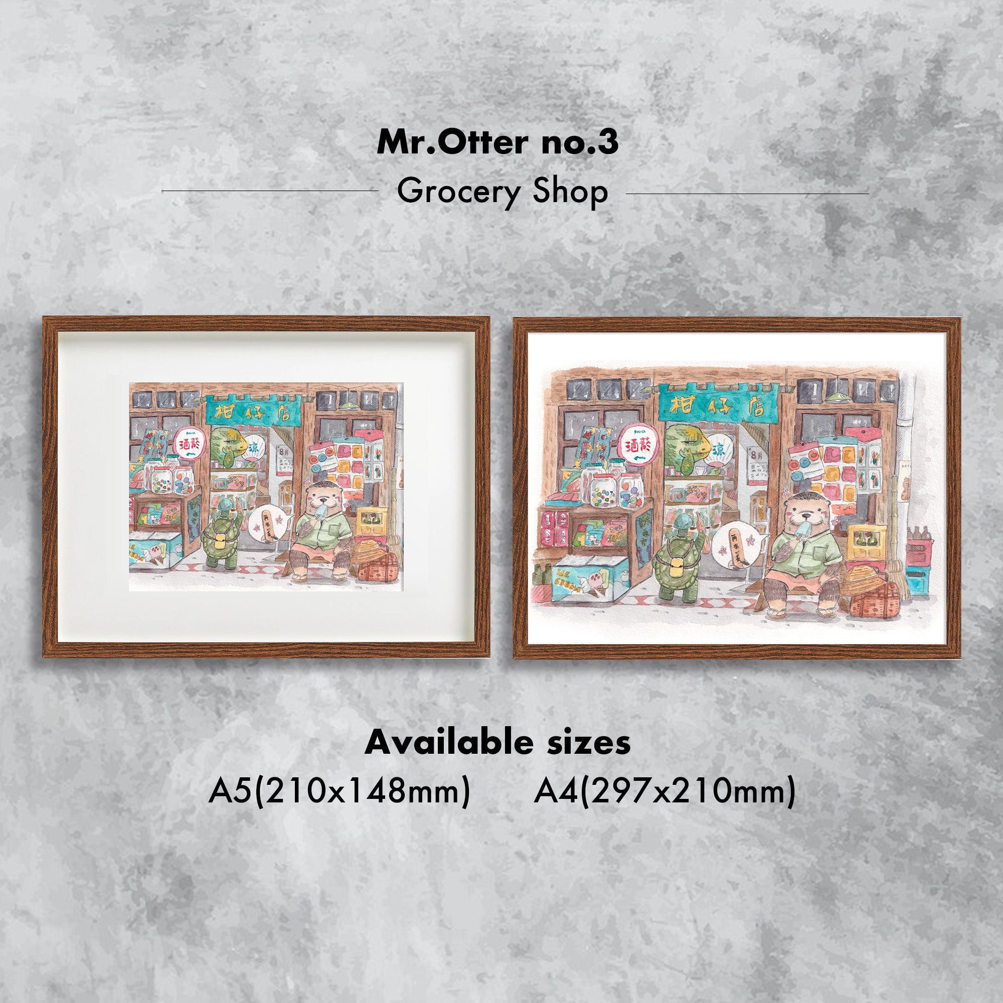 Size guide showing the A5, A4 and A3 print dimensions