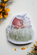 Sleeping otter and kitten vinyl sticker