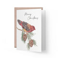Christmas card, Strawberry finch and pine tree leaves