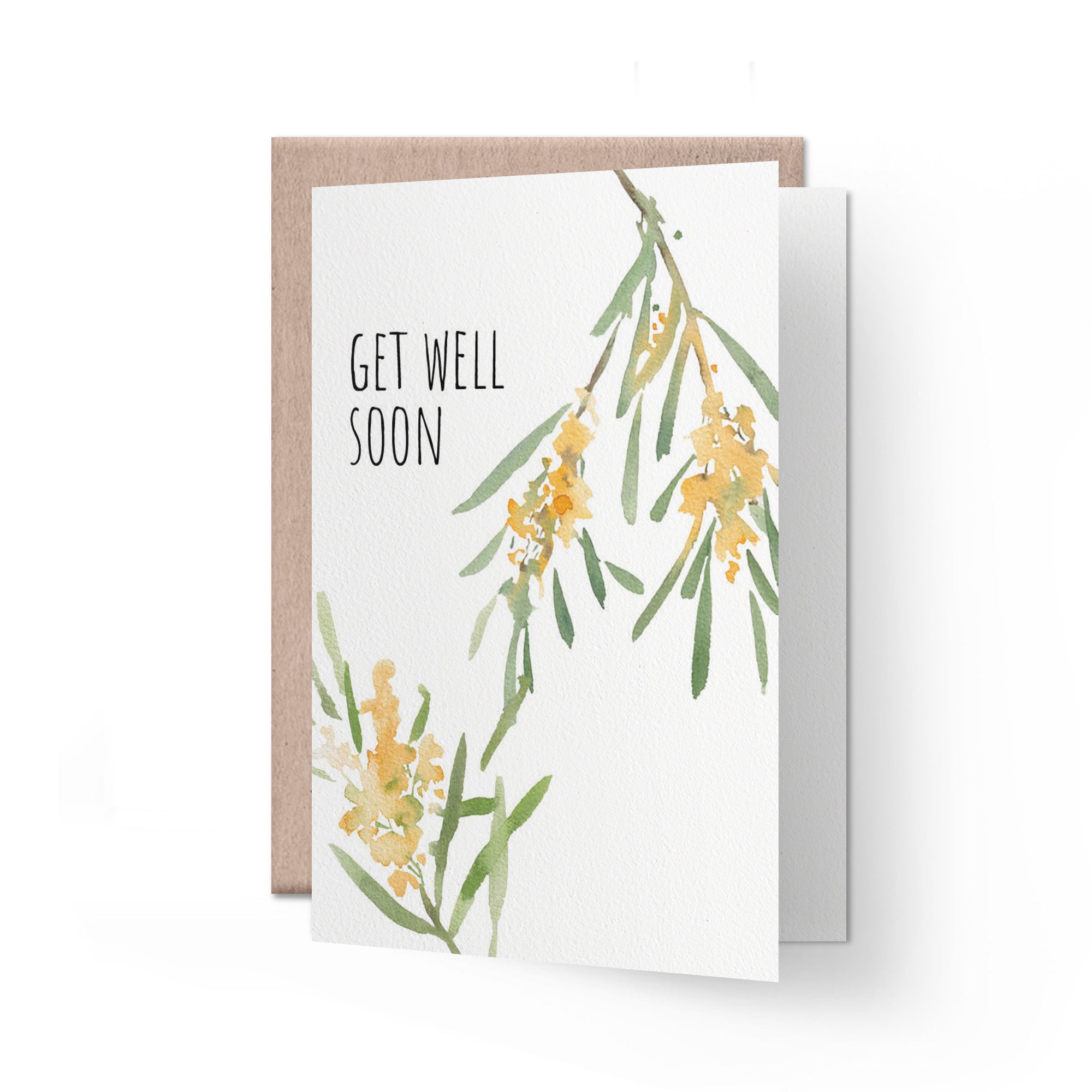 Get well soon Card | watercolour golden wattle