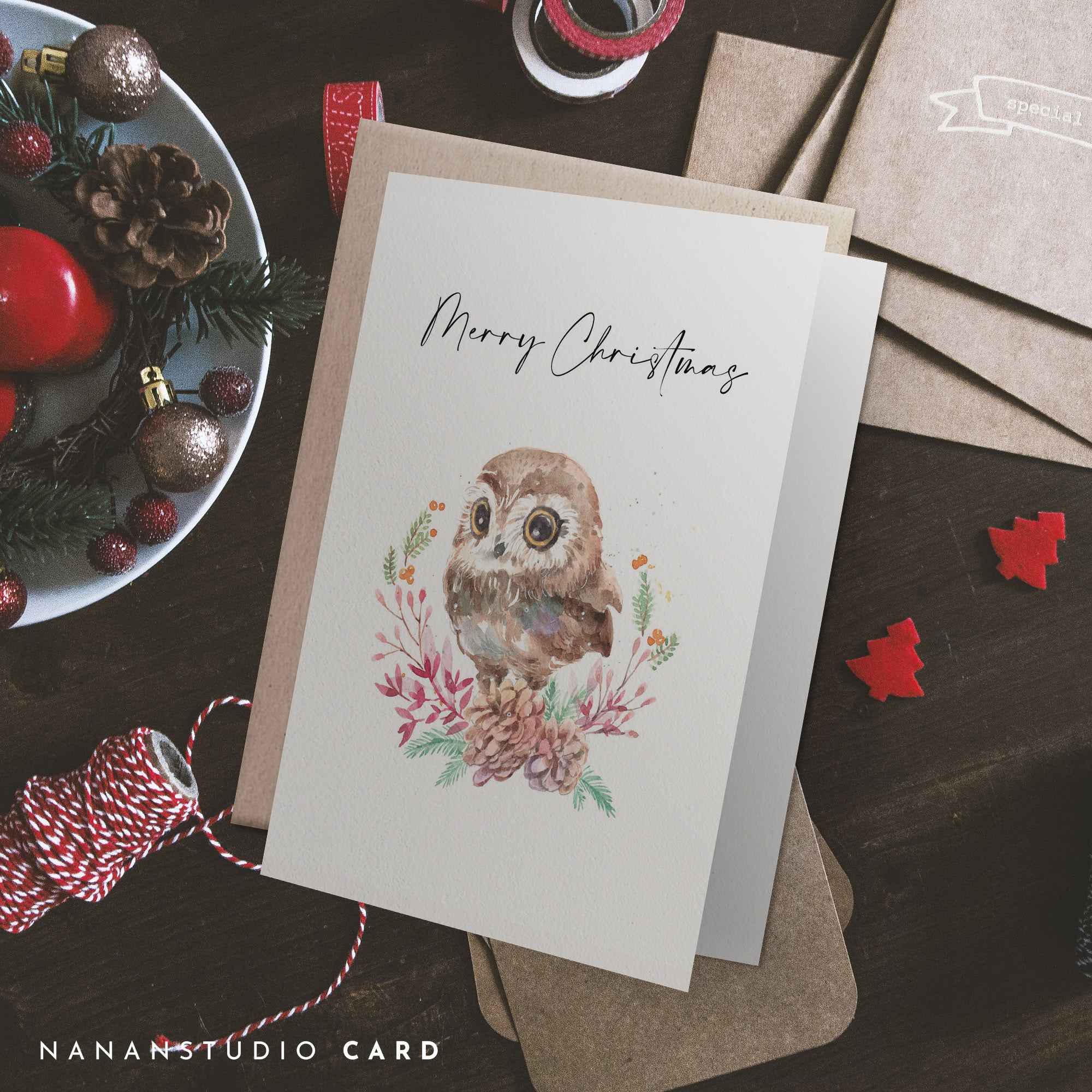 Christmas card | Baby Owl illustration