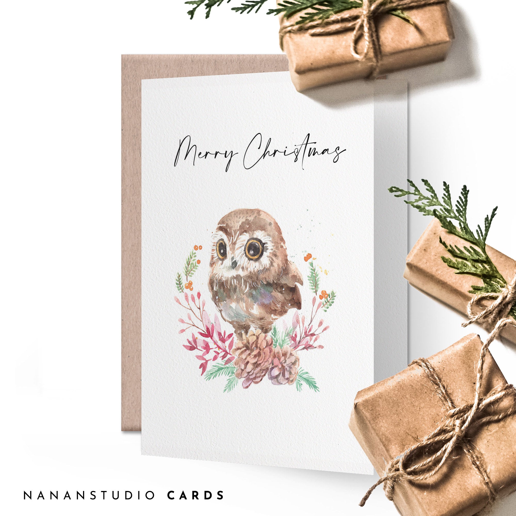Christmas card | Baby Owl illustration